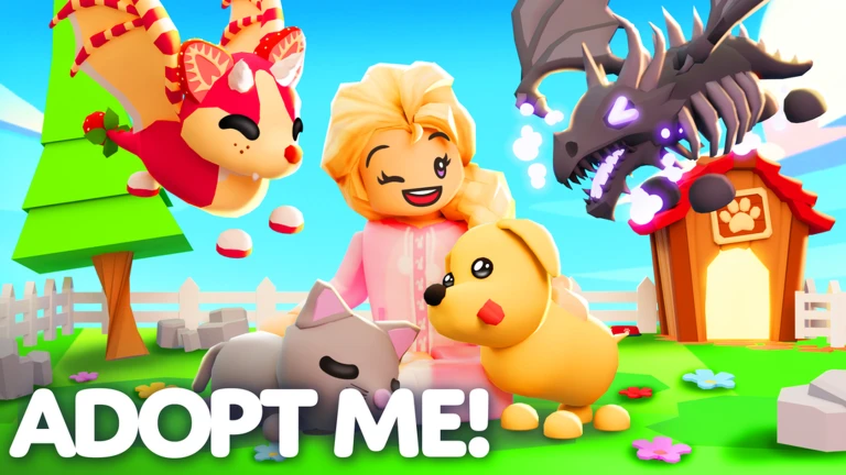ภาพโปรโมต Adopt Me พร้อมตัวละครและสัตว์เลี้ยง