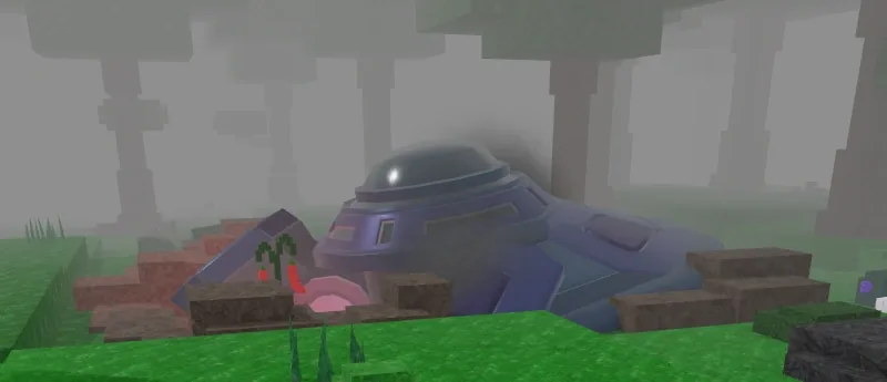 Broken UFO จานบินตกบนพื้นป่า แบบไม่มีประตูพลังงานไปยัง Mothership