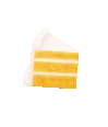 Carrot Cake ชิ้นเค้กสีเหลืองสลับครีมสีขาว