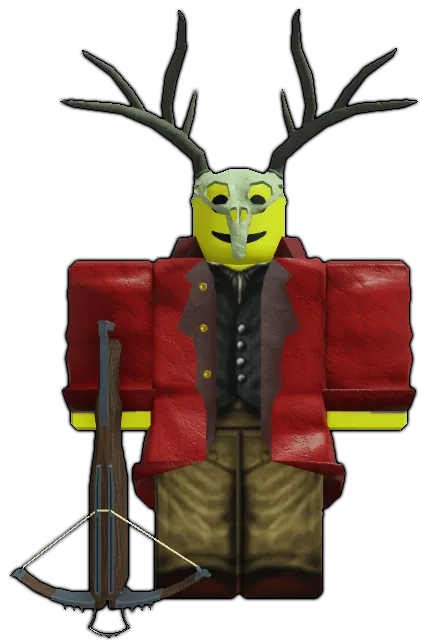 โมเดล Crossbow Cultist เสื้อแดง ถือหน้าไม้และสวมหน้ากากเขากวาง