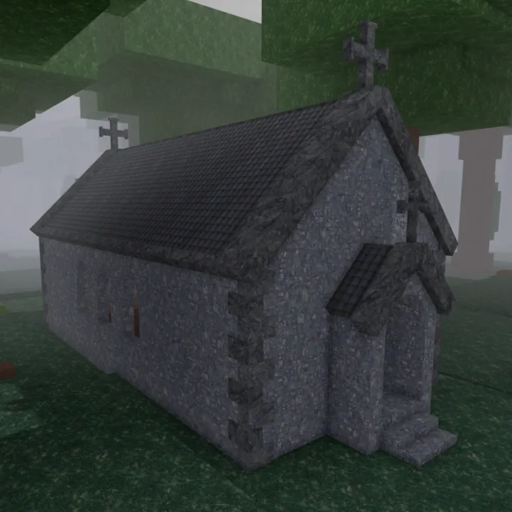 Cultist Church โบสถ์หินหลังคาสีเข้มในป่า