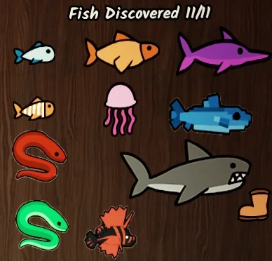 กระดานดัชนีปลาที่จับได้ใน Fishing Cabin