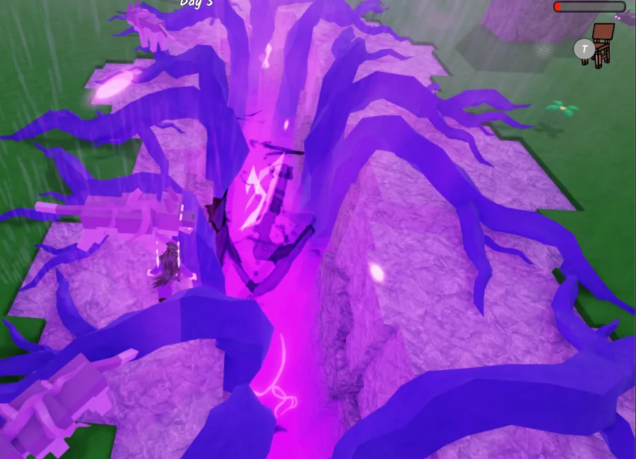 รอยแยกสถานะ Raging Rift ใน Hard Mode ที่มีแสงสีม่วงรุนแรง