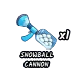 ไอคอน Snowball Cannon สีฟ้า พร้อมชื่ออาวุธของคลาส Snowman