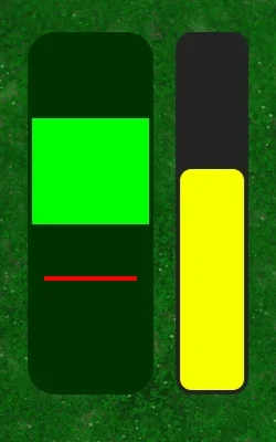 แถบสีแดงและพื้นที่สีเขียวในมินิเกมฝึกสัตว์