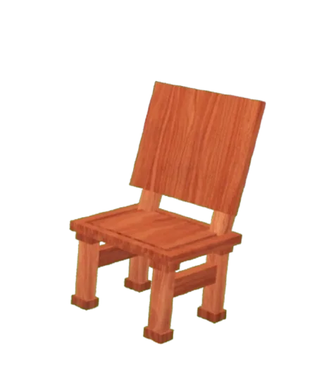 ตัวอย่างเฟอร์นิเจอร์ Wooden Chair สำหรับตกแต่งแคมป์ในเกม