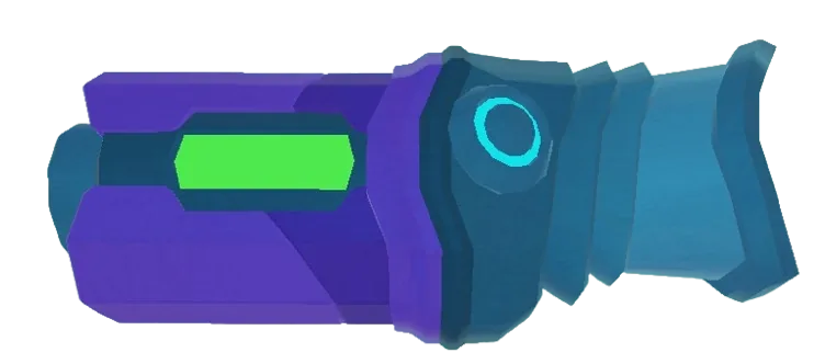 ปืน Laser Cannon สีม่วงน้ำเงินพร้อมช่องพลังงานสีเขียว
