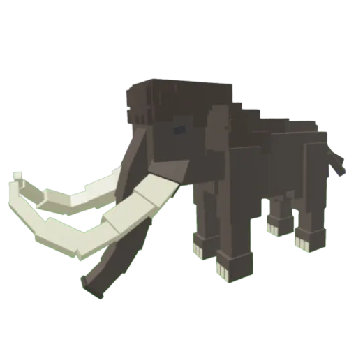 โมเดล Mammoth ขนสีน้ำตาลเข้มและงายาวสีอ่อน