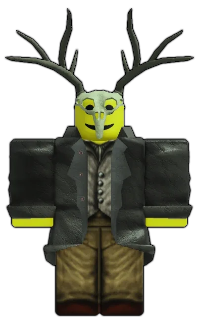 โมเดล Melee Cultist เสื้อสีเข้ม หน้ากากสีเหลืองและเขากวาง