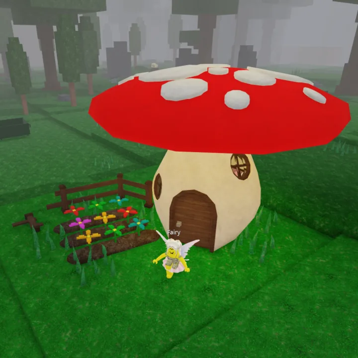 Mushroom House บ้านเห็ดหลังคาแดงจุดขาว มีสวนดอกไม้และ Fairy ใกล้ประตู