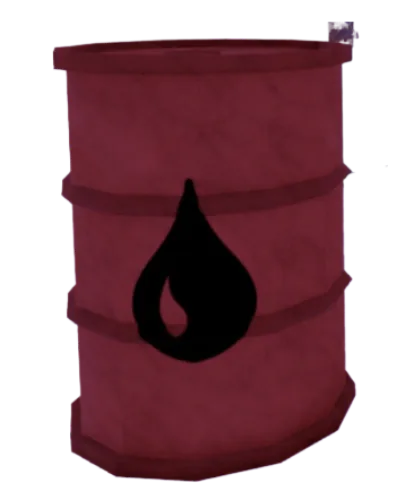ถัง Oil Barrel สีแดงเข้มพร้อมสัญลักษณ์หยดน้ำมันสีดำ