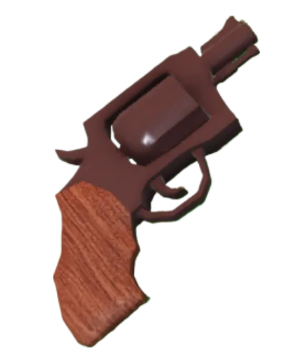 ปืนลูกโม่ Revolver สีน้ำตาลแดงพร้อมด้ามไม้