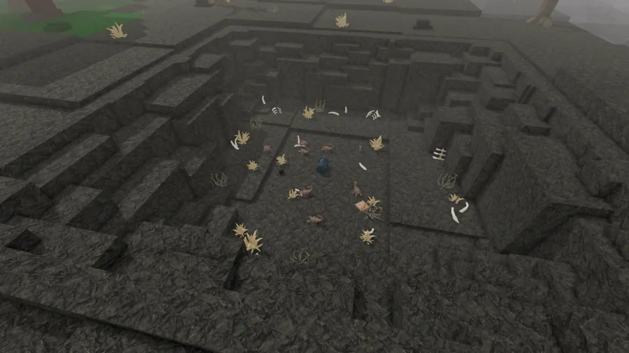 Scorpion Pit บ่อหินเป็นชั้นลึกลงไปพร้อมแมงป่องด้านล่าง