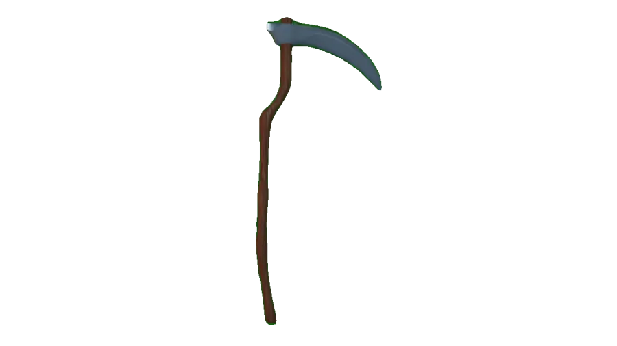 เคียว Scythe ใบมีดโค้งสีเข้มและด้ามไม้ยาว