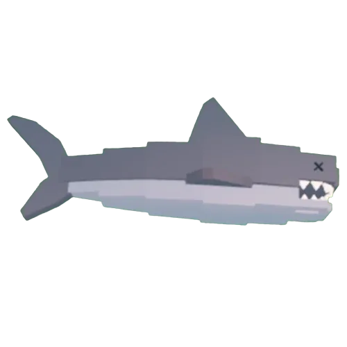 ปลา Shark สีเทามีครีบหลังและฟันแหลม