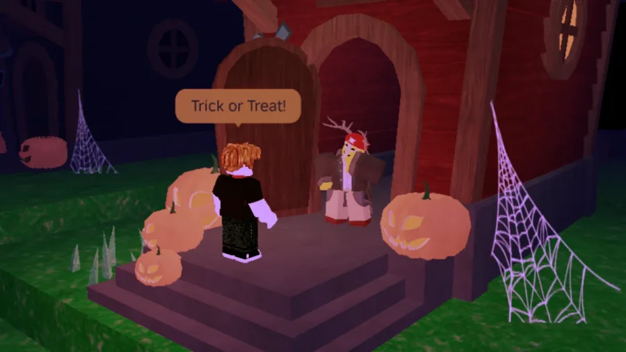 ผู้เล่นทำกิจกรรม Trick or Treating หน้าบ้านตกแต่ง Halloween