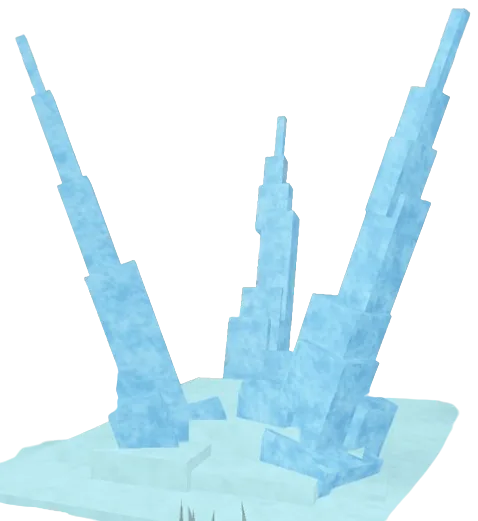 โมเดล Triple Ice Spike Hill เนินน้ำแข็งที่มีเสาแหลมสามต้น