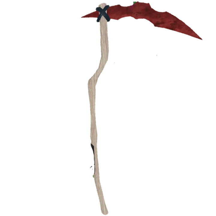 เคียว Vampire Scythe ใบมีดสีแดงและด้ามโค้งสีอ่อน