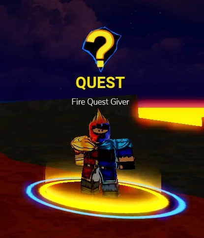 ลักษณะ NPC Fire Quest Giver ในเกม Blox Fruits