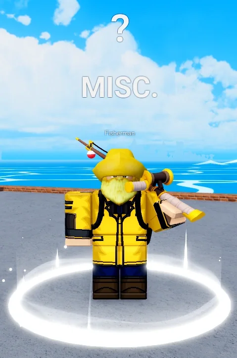 ลักษณะ NPC Fisherman ในเกม Blox Fruits
