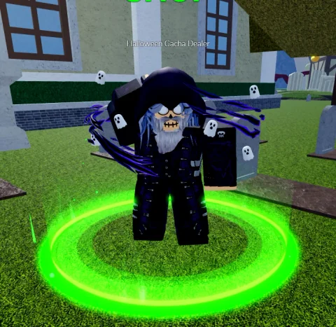 ลักษณะ NPC Halloween Gacha Dealer ในเกม Blox Fruits