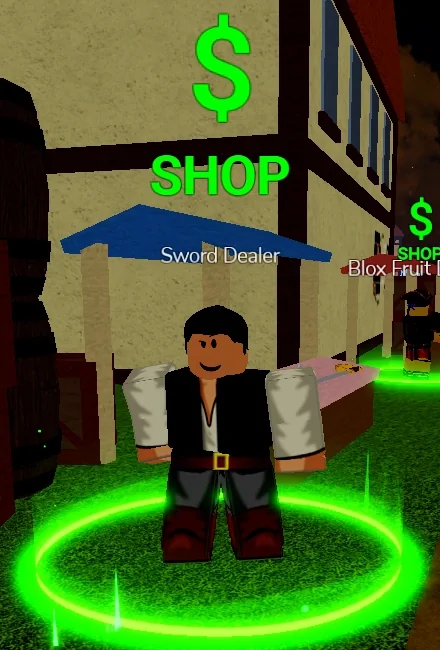 ลักษณะ NPC Sword Dealer ในเกม Blox Fruits