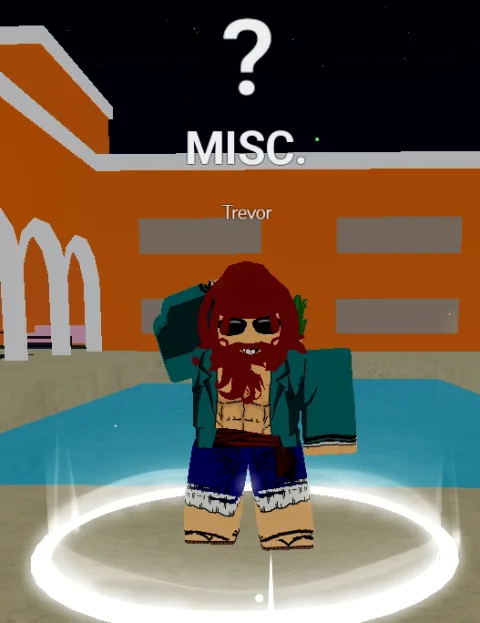 ลักษณะ NPC Trevor ในเกม Blox Fruits