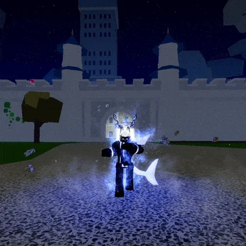 ตัวอย่างลักษณะตัวละครเมื่อใช้เผ่า Shark V4 ใน Blox Fruits