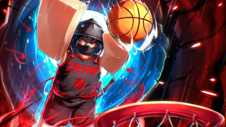 ภาพทางการ Basketball: Zero นักบาสสวมหน้ากากถือบอลในวงแสงแดงฟ้า · Event ECLIPSE Style · 8112379369218638436