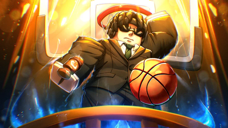 ภาพทางการ Basketball: Zero นักบาสชุดดำถือบอลในฉากสีส้ม · Event JUDGEMENT DAY · 796595774824776365