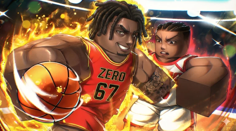 ภาพทางการ Basketball: Zero นักบาสเสื้อแดงหมายเลข 67 และผู้เล่นอีกคนในสนาม · Media Basketball: Zero · 117209396969983