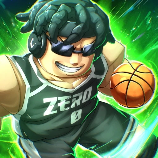 ภาพทางการ Basketball: Zero นักบาสเสื้อเขียวถือบอลในแสงเขียว · Place Pro Servers · 90346996348563