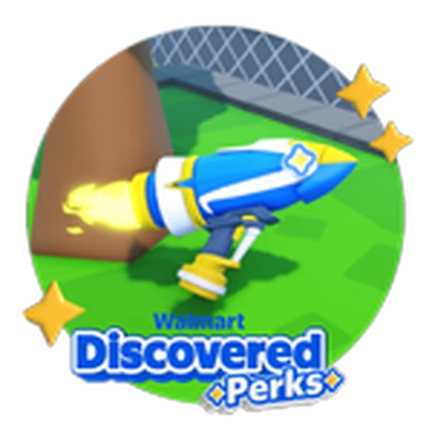 ไอคอนเครื่องยิงสีฟ้ากับคำว่า Discovered Perks จาก Climb and Jump Tower บน Roblox