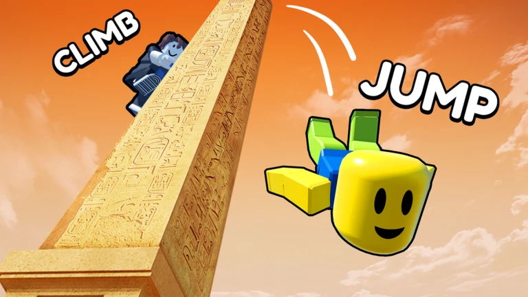 โปสเตอร์ตัวละครปีนพีระมิดสีทอง จาก Climb and Jump Tower บน Roblox