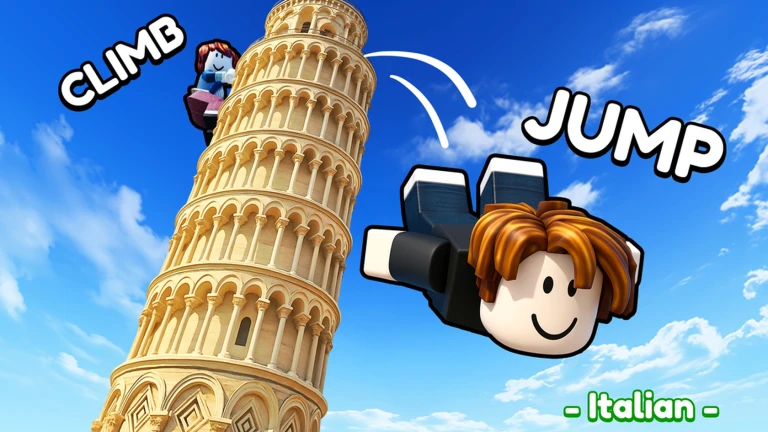 โปสเตอร์ตัวละครปีนหอเอนปิซา จาก Climb and Jump Tower บน Roblox