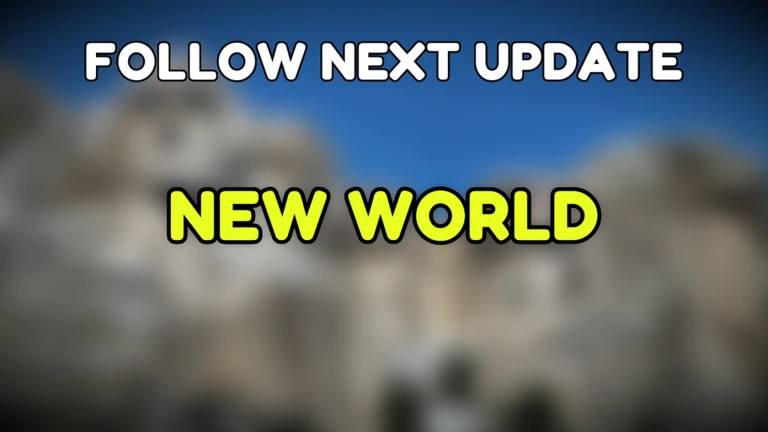ภาพข้อความ NEW WORLD บนพื้นสีเทาเบลอ จาก Climb and Jump Tower บน Roblox