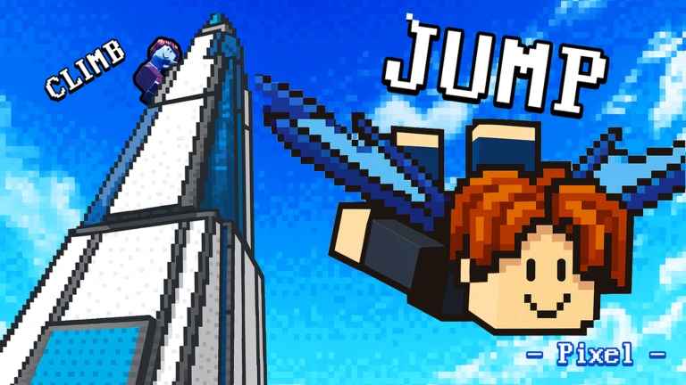 โปสเตอร์ตึกแบบพิกเซล จาก Climb and Jump Tower บน Roblox