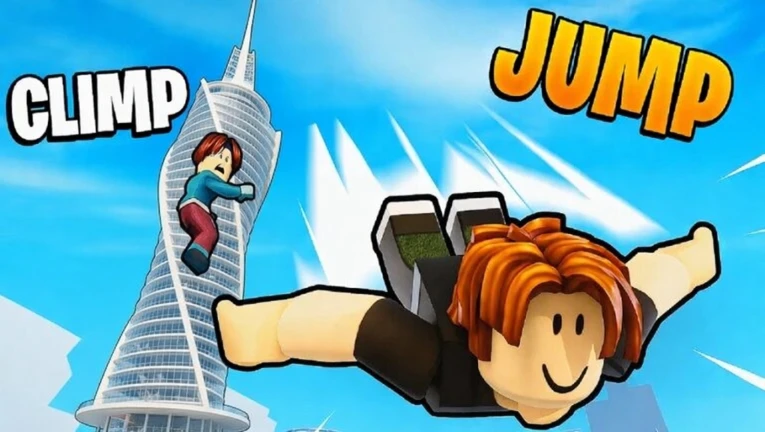โปสเตอร์ตัวละครปีนตึกขาวแล้วกระโดด จาก Climb and Jump Tower บน Roblox