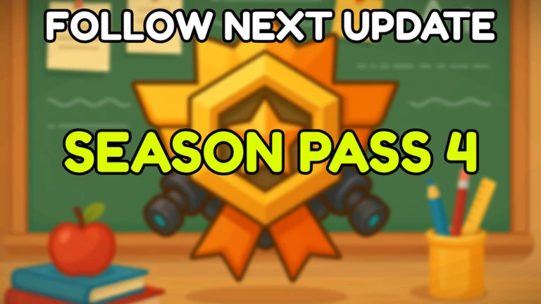 ภาพตรา Season Pass 4 บนพื้นห้องเรียน จาก Climb and Jump Tower บน Roblox