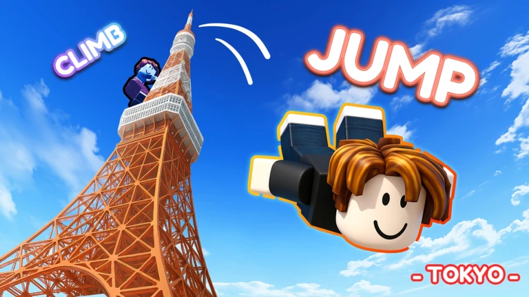 ตัวละครปีนหอไอเฟลแล้วกระโดด จาก Climb and Jump Tower บน Roblox