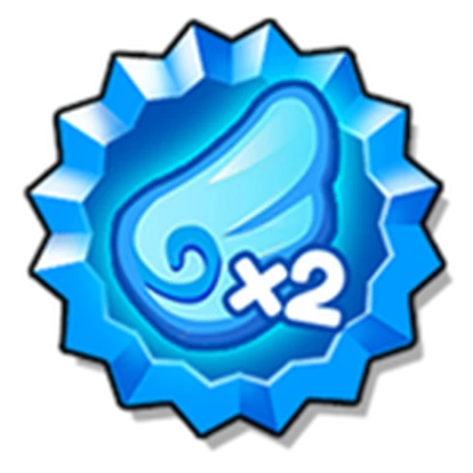 ไอคอนเหรียญสีน้ำเงินมีปีกและ x2 จาก Climb and Jump Tower บน Roblox