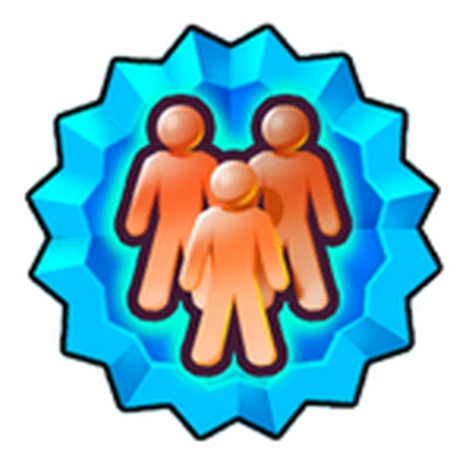ไอคอนเหรียญสีฟ้ารูปคนหลายคน จาก Climb and Jump Tower บน Roblox