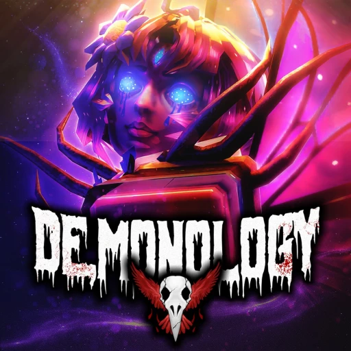 ภาพทางการ Demonology: ตัวละครดวงตาสีฟ้าและโลโก้ Demonology · ไอคอนเกม Demonology