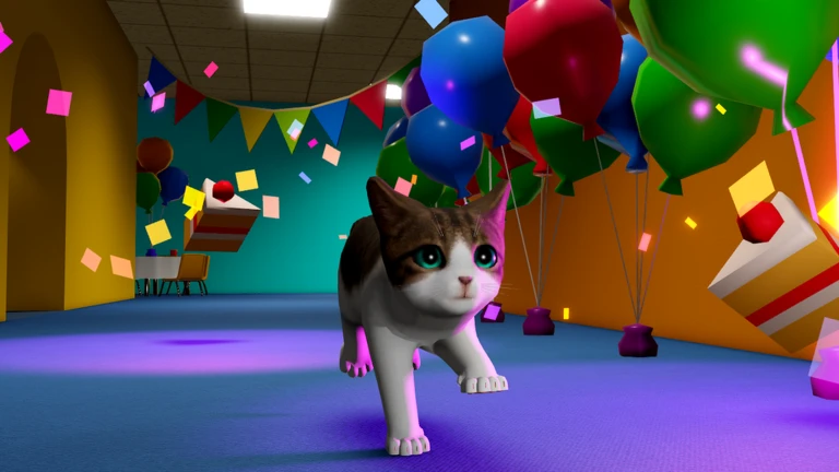 ภาพทางการ Kitten Game แมวในห้องงานเลี้ยงพร้อมลูกโป่ง · โปสเตอร์ Event =) · 5797081766216991294