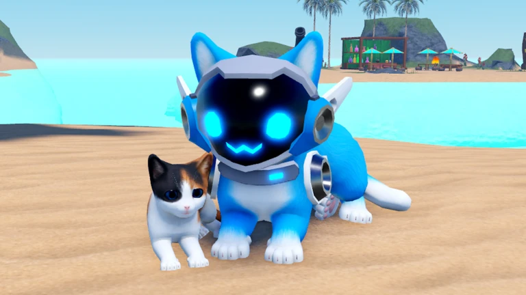 ภาพทางการ Kitten Game แมวและ CatOS สีฟ้าบนชายหาด · โปสเตอร์ Event CatOS_Blue · 6470802243879436646