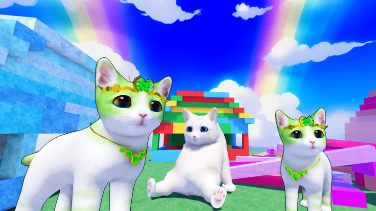 ภาพทางการ Kitten Game แมวสามตัวหน้าเส้นทางสีรุ้ง · โปสเตอร์ Event 🌈☘️March Update · 3326305909331854044