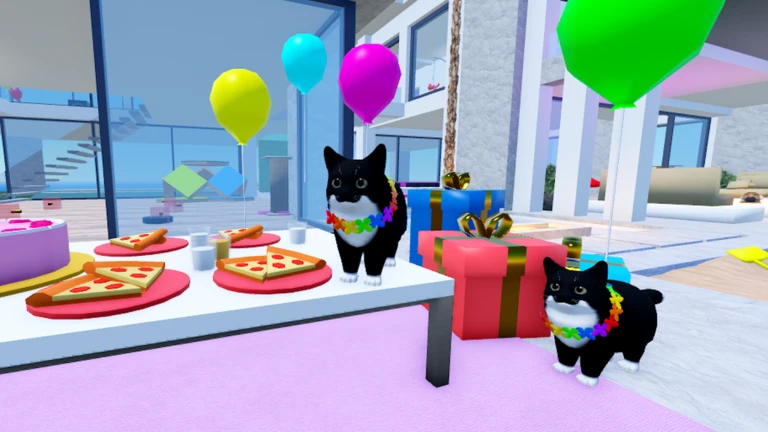 ภาพทางการ Kitten Game แมวกับเค้กและลูกโป่งในงานวันเกิด · โปสเตอร์ Event Kitten Game Birthday 2025 · 7435210398650597615