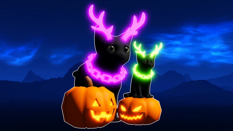 ภาพทางการ Kitten Game แมวเรืองแสงมีเขาเหนือฟักทอง · โปสเตอร์ Event Haunted👻 · 188193085320856202