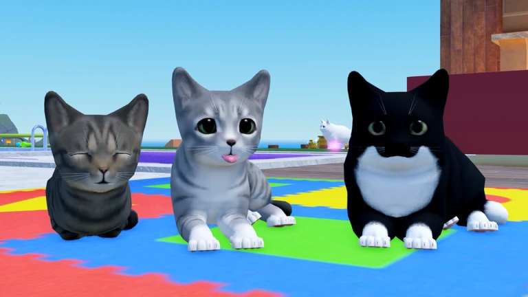 ภาพทางการ Kitten Game ลูกแมวสามตัวบนพื้นสีสด · Media Kitten Game · 106312407754528