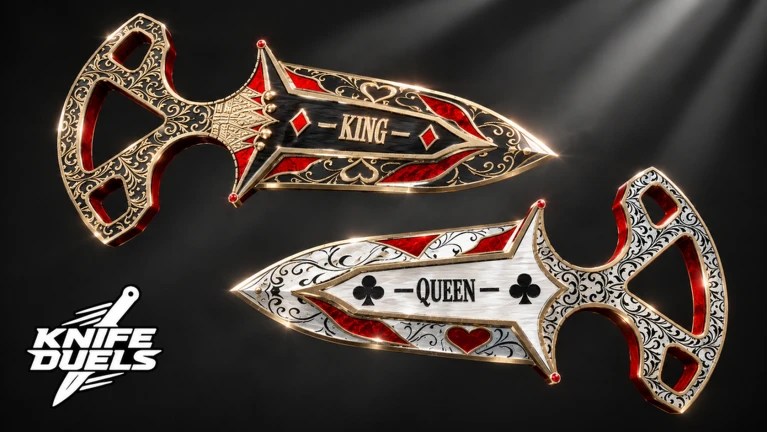 มีดคู่ลวดลายสีทองแดงขาว ของ KNIFE DUELS จาก Roblox